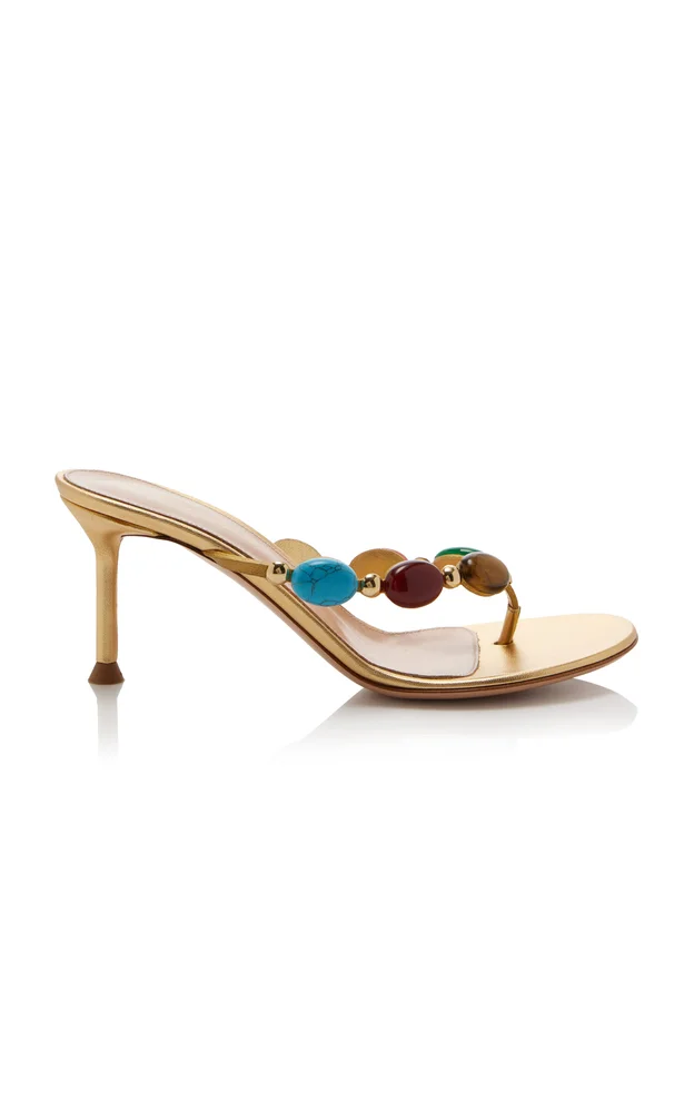 Shanti Stone-Embellished Leather Sandals