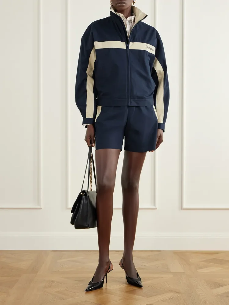 Embroidered two-tone cotton jacket