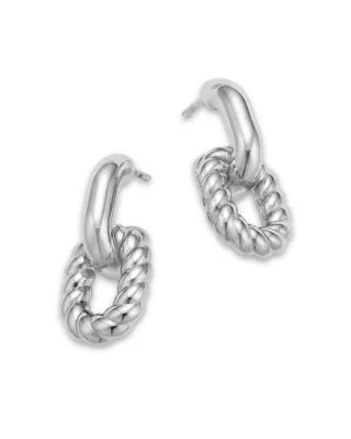 Double Twist Drop Earrings in Sterling Silver