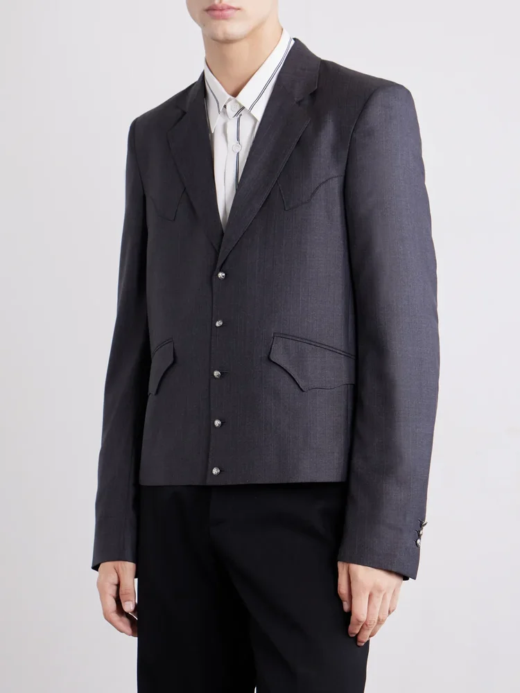 Western Perfect Striped Wool Blazer