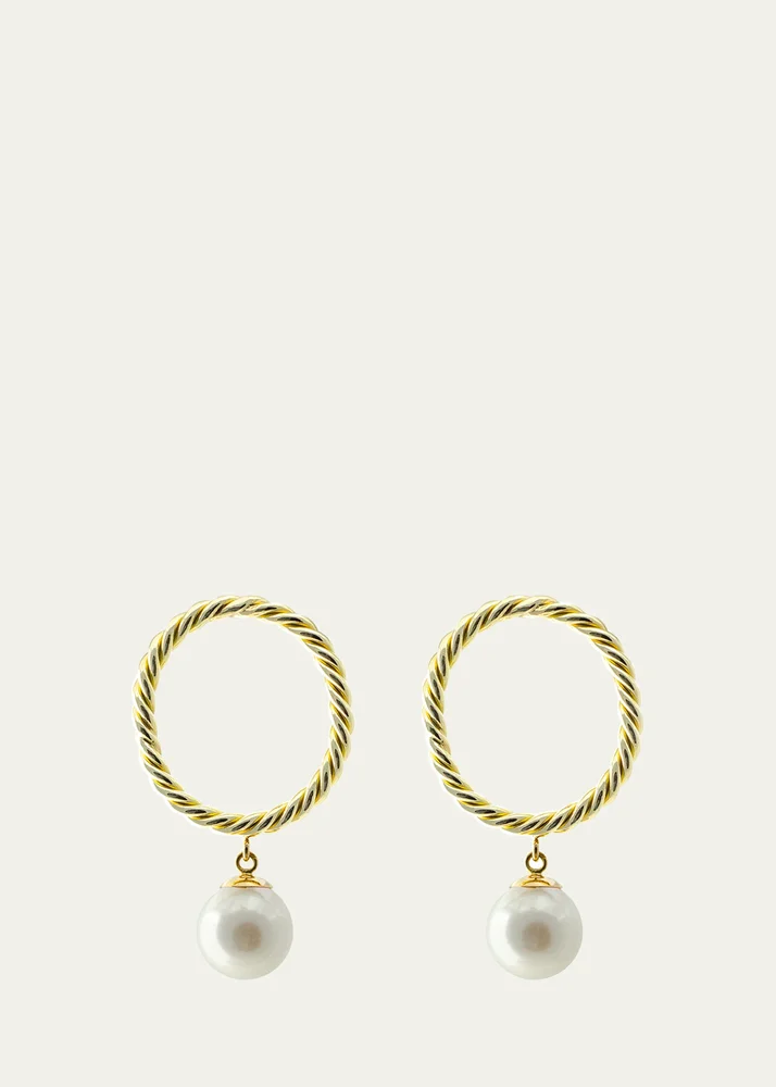 Akoya Pearl Hand-Twisted 18K Yellow Gold Earrings