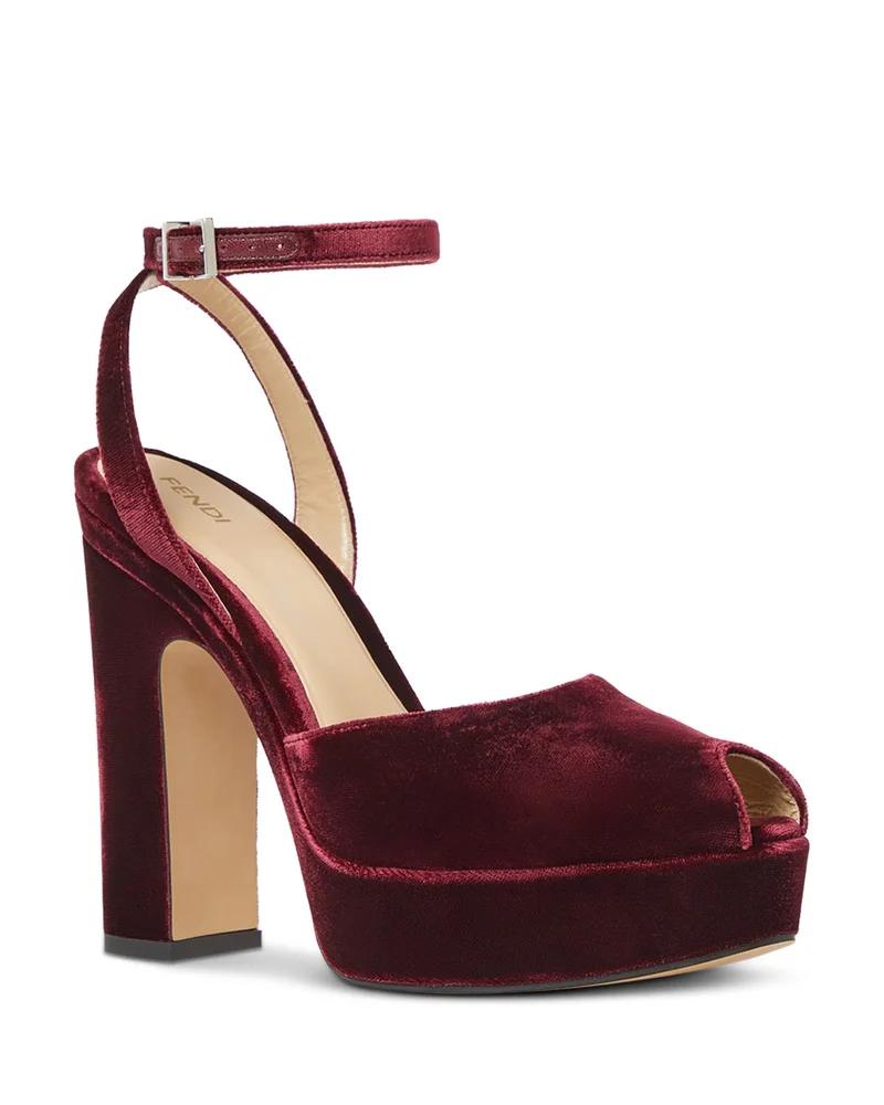 After 9 Velvet Peep Toe Platform Sandals