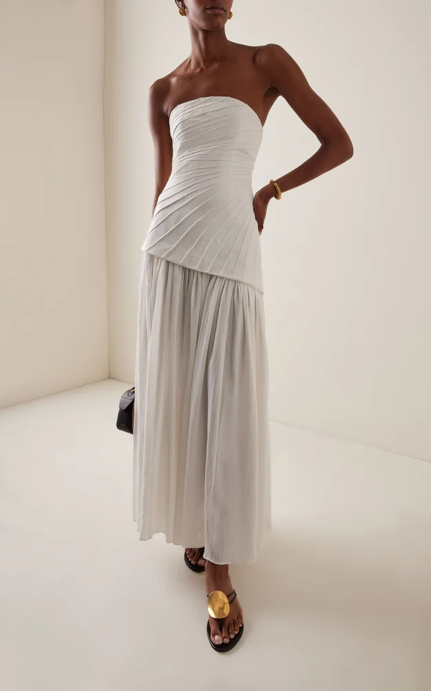 Blyth Pleated Cotton Maxi Dress