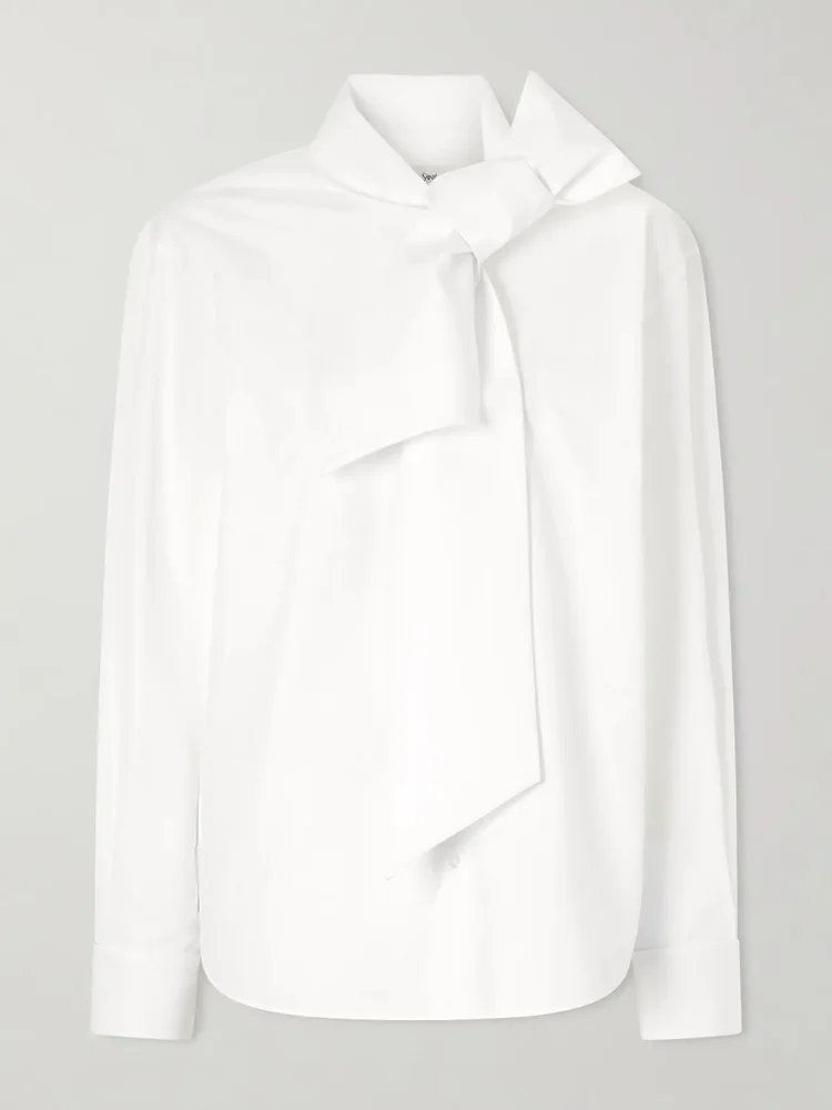Scarf-detailed cotton-poplin shirt