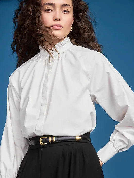 Long-Sleeve Button-Down Top