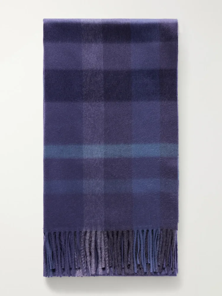 Tantallon Fringed Checked Cashmere Scarf