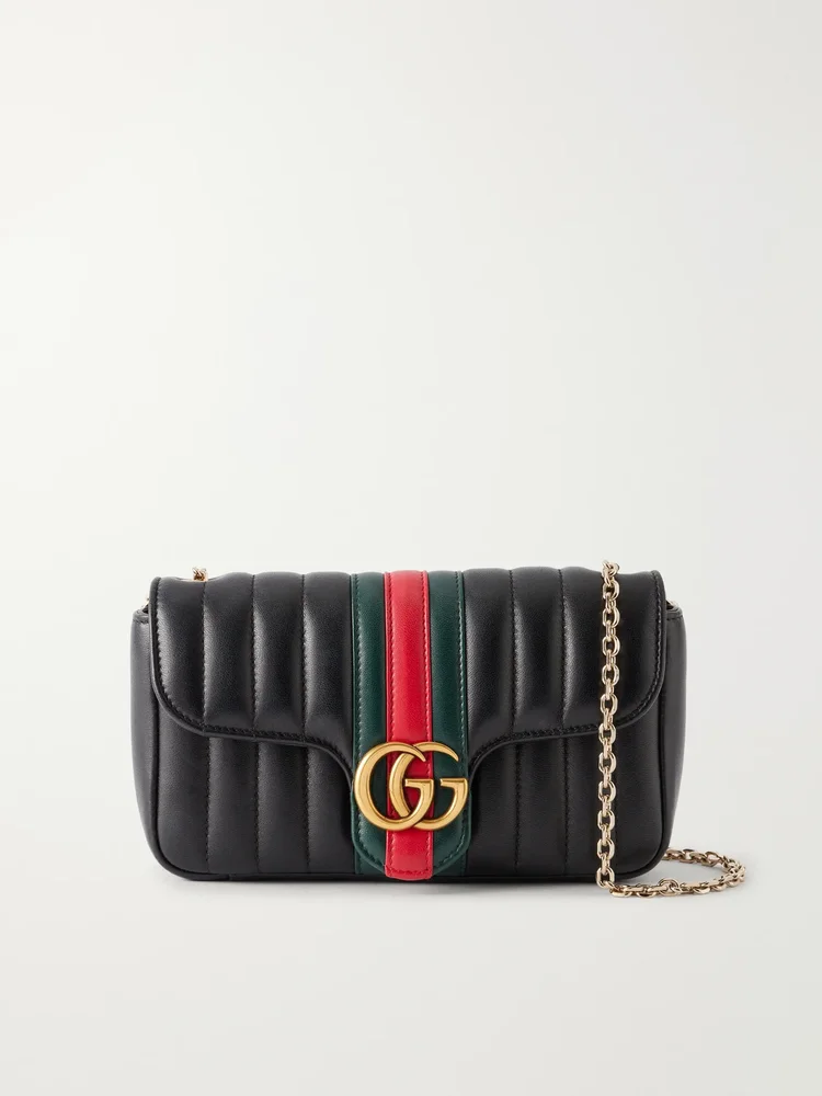 Jetset GG Marmont web-trimmed quilted leather crossbody bag