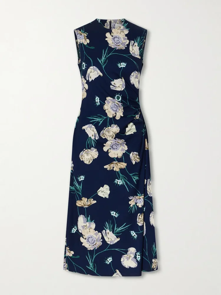 floral printed ponte midi dress