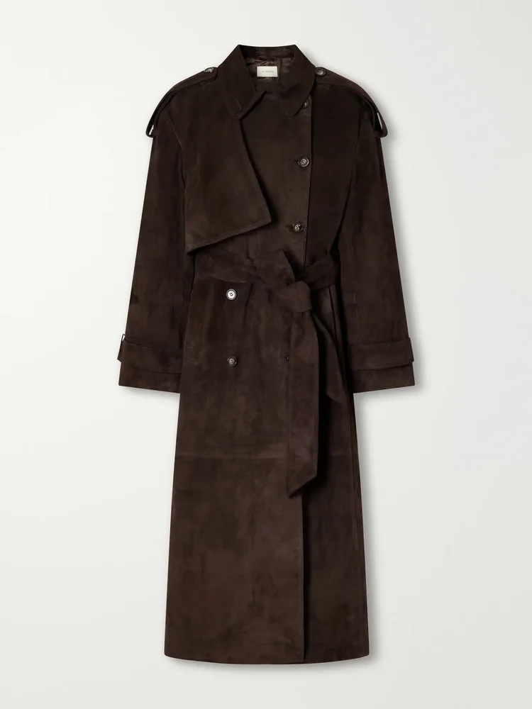 Sienna paneled suede trench coat