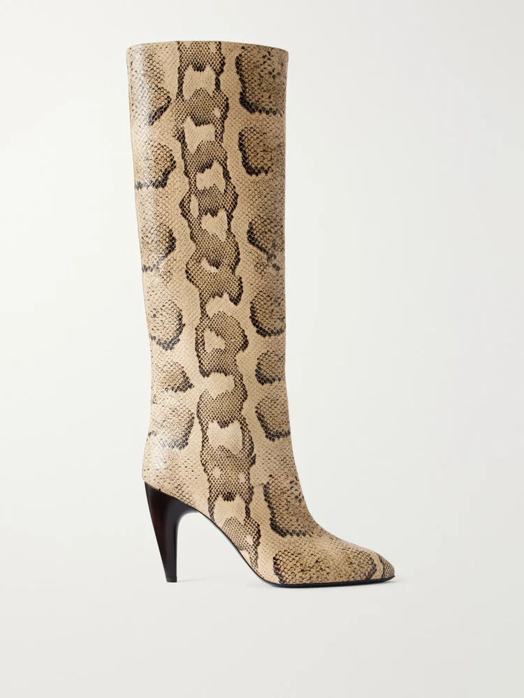 Jany 100 snake-effect leather knee boots
