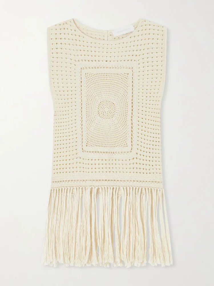 Indra Crochet Fringe Tank Top
