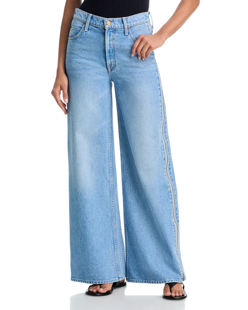 Side Zip Slung Wide Leg Jeans in Munchies