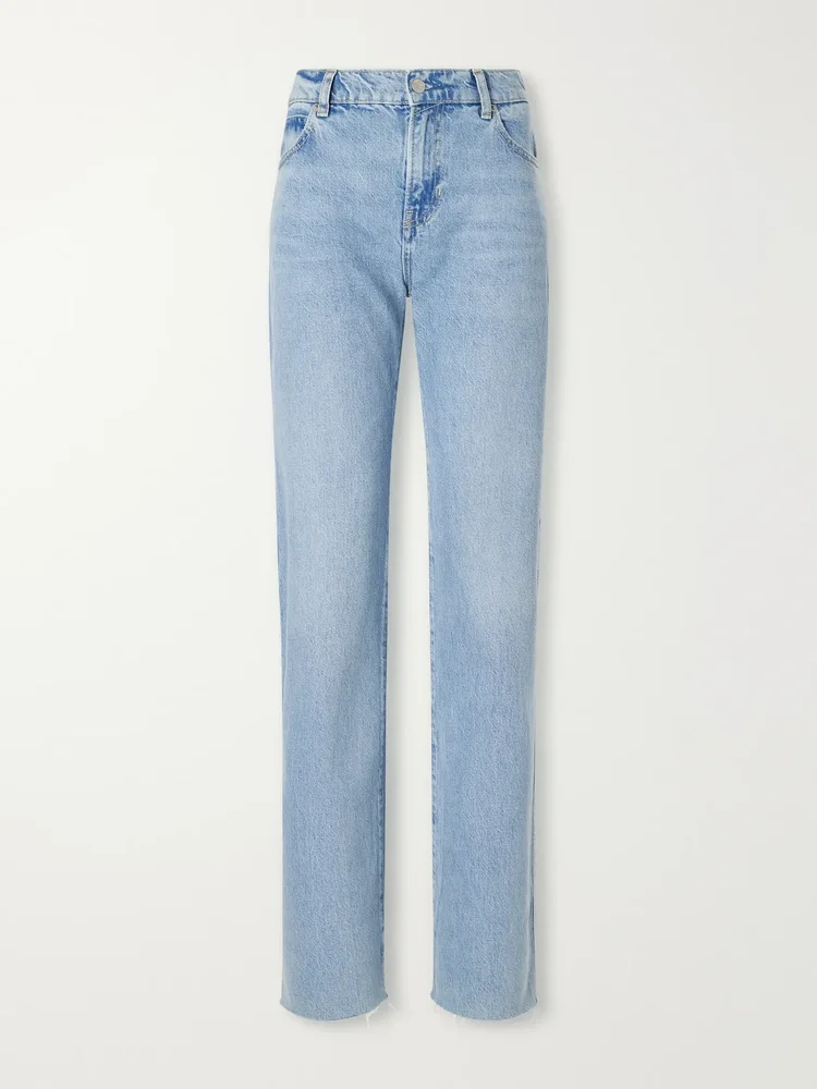 Weekender frayed mid-rise straight-leg jeans