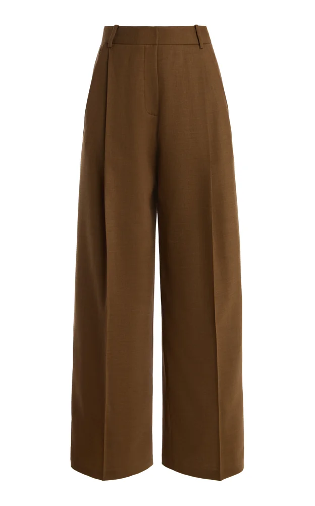 Tailored Wool-Blend Wide-Leg Pants