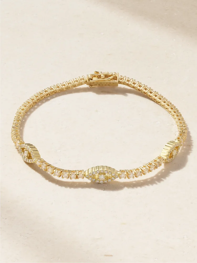 Evil Eye 18-karat gold diamond tennis bracelet