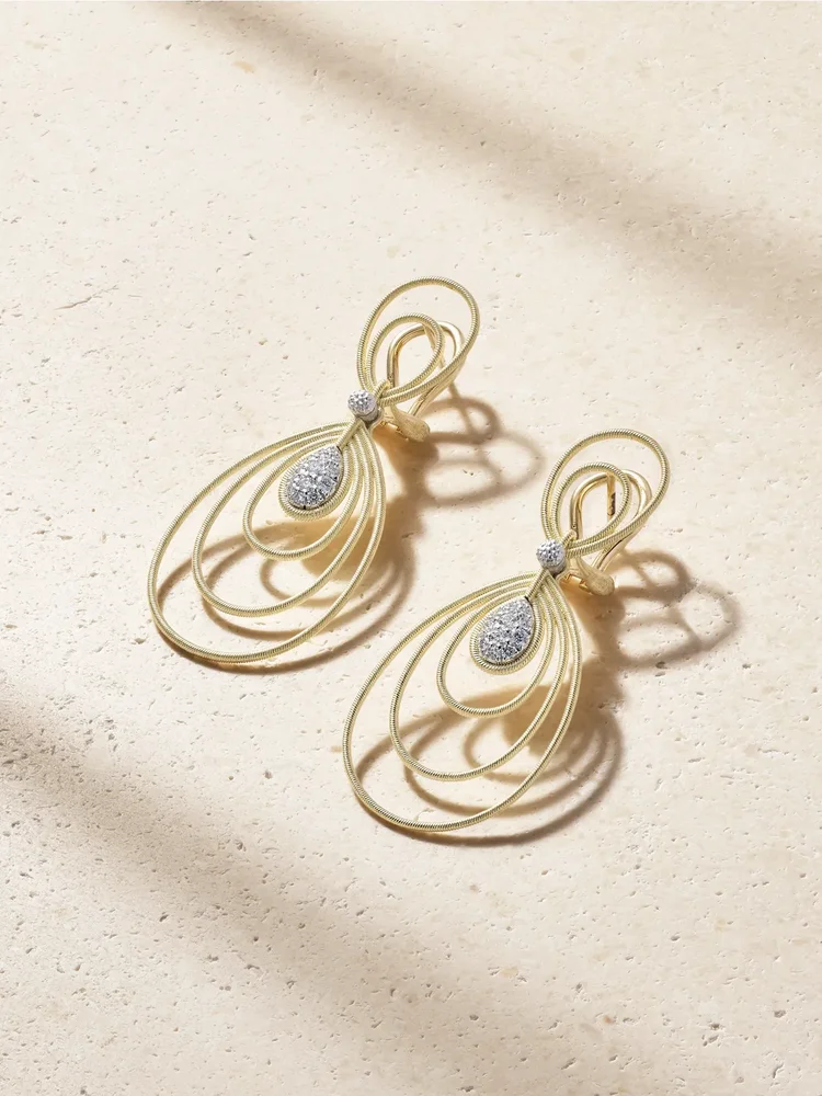 Hawaii 18-karat yellow and white gold diamond earrings