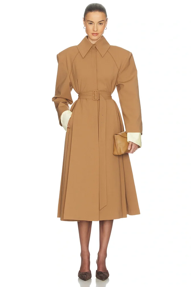 Wool Blend Midi Trench