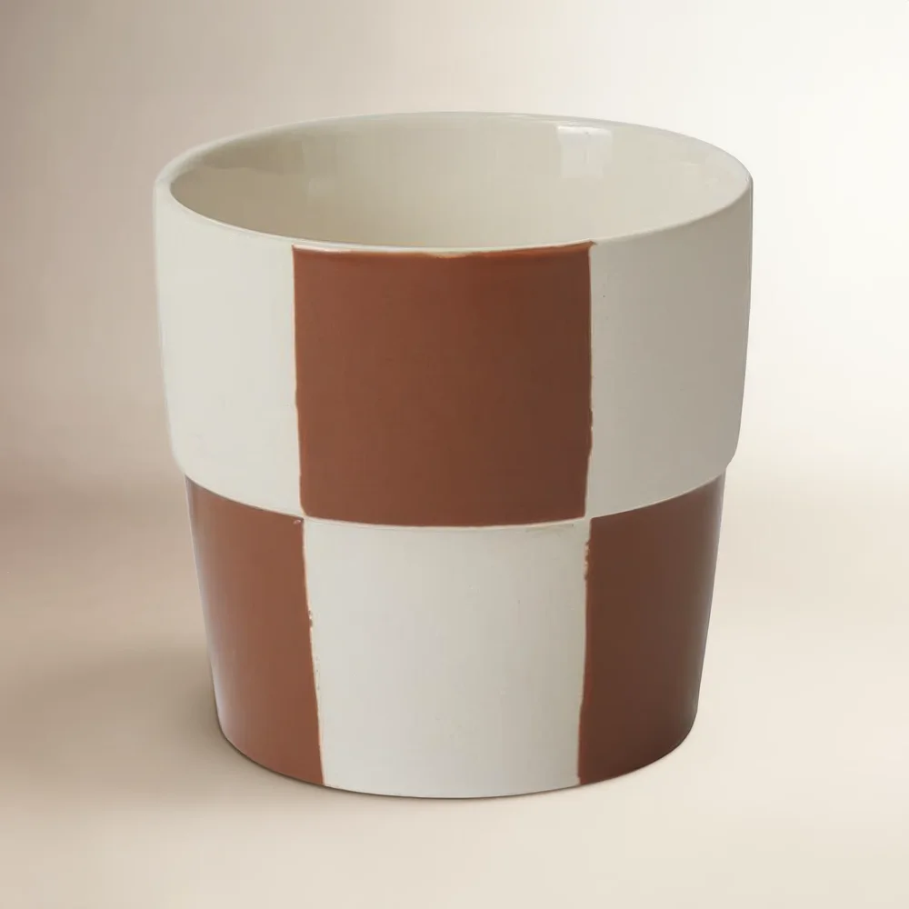 Caitlin Checkerboard Ceramic Pot Planter