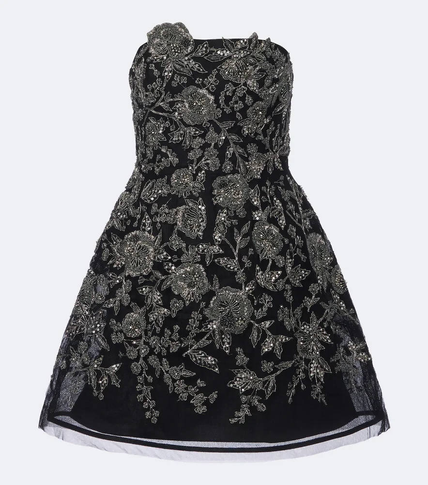 Floral embellished bustier dress
