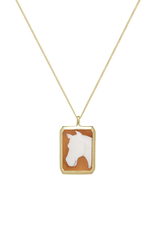Cameo Caballo 9K Yellow Gold Carnelian Necklace