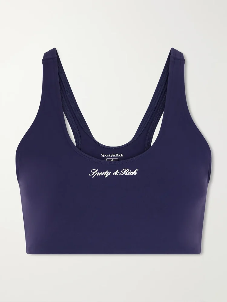 Logo-appliquéd stretch sports bra
