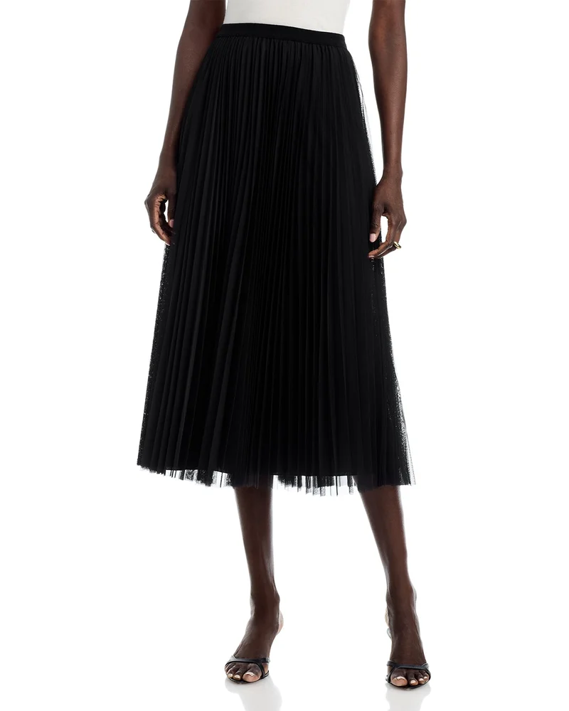 Pleated Tulle Midi Skirt