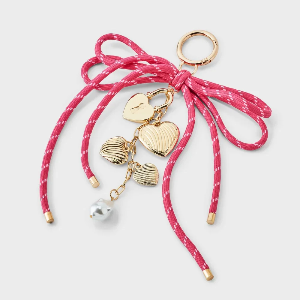 Locket Heart and Cord Bow Bag Charm