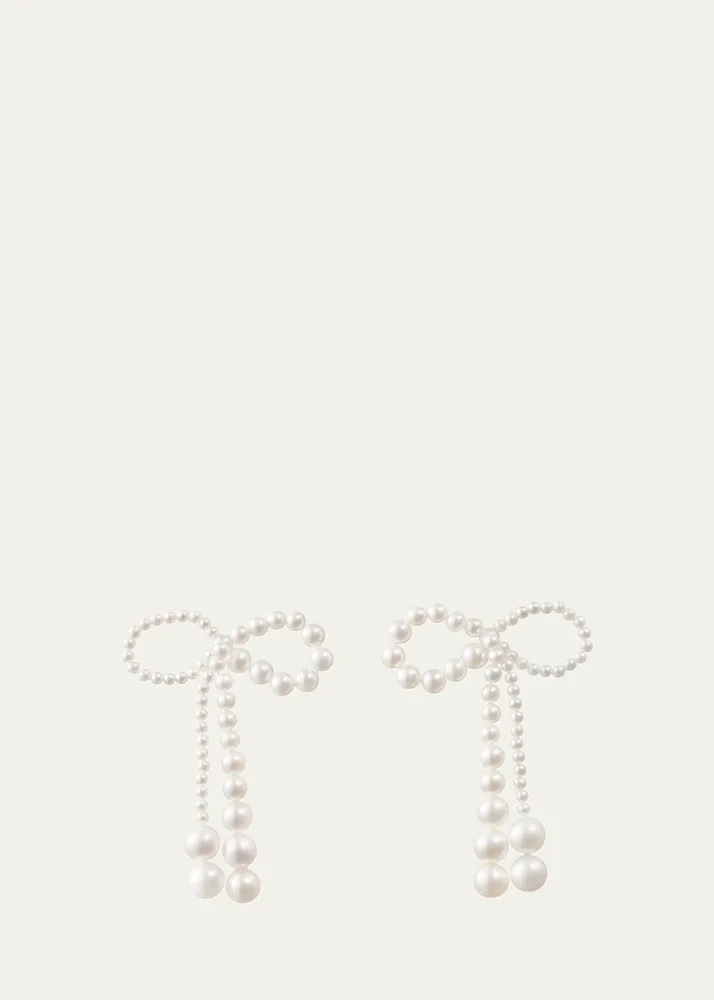 Grande Rosette De Pearls Large Bow Earrings in Freshwater Pearls