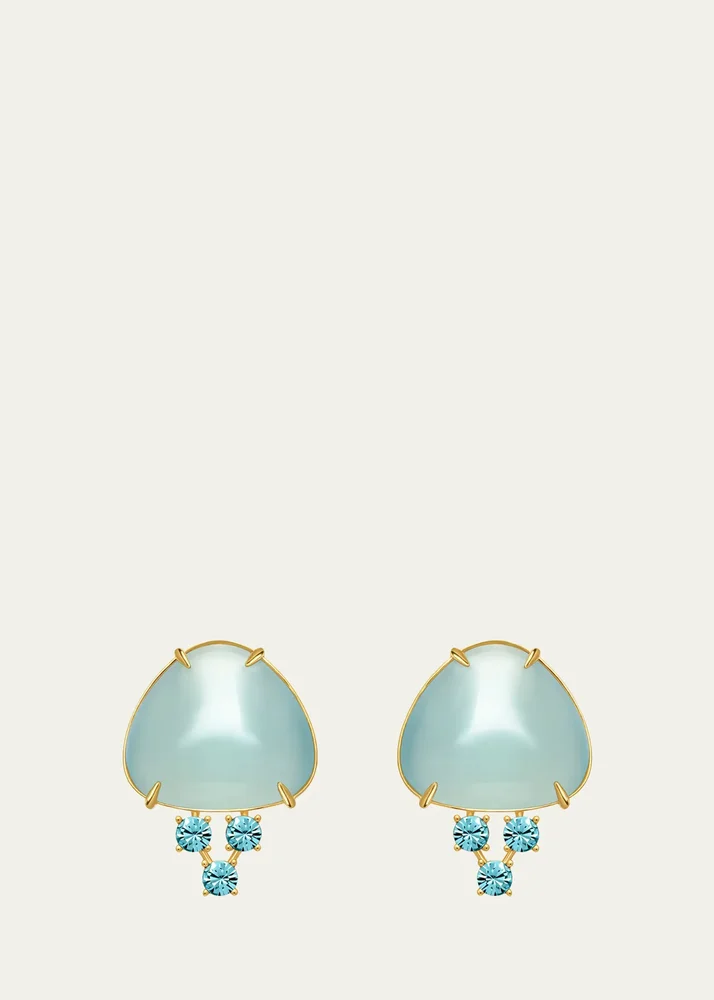 Cabochon Stud Crystal Earrings