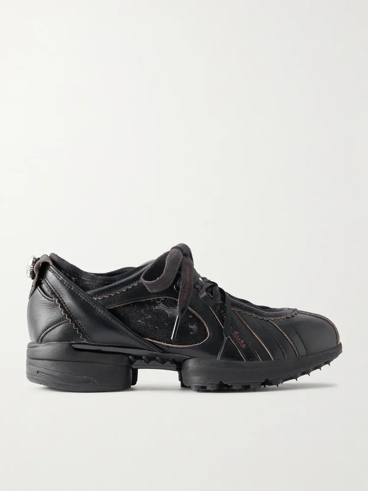 Adidas Originals Clima embellished lace-trimmed leather sneakers