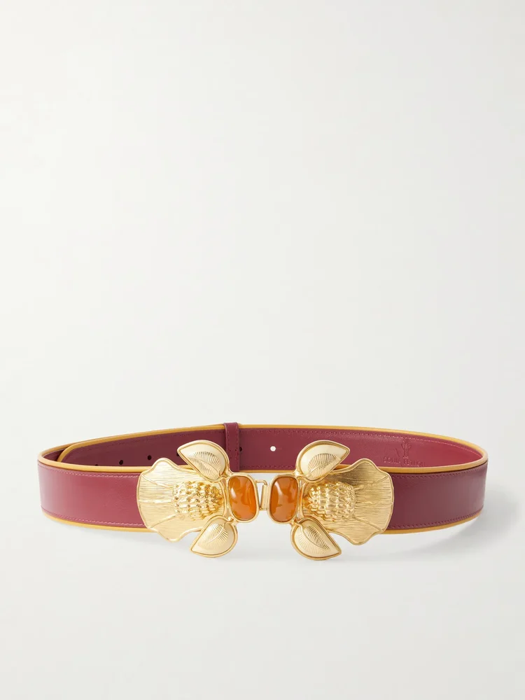 Bee gold-tone and leather belt