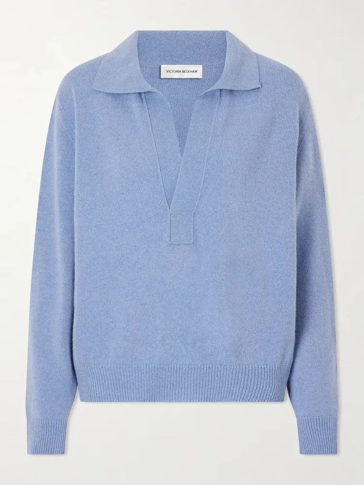 Genevieve wool and cashmere polo sweater
