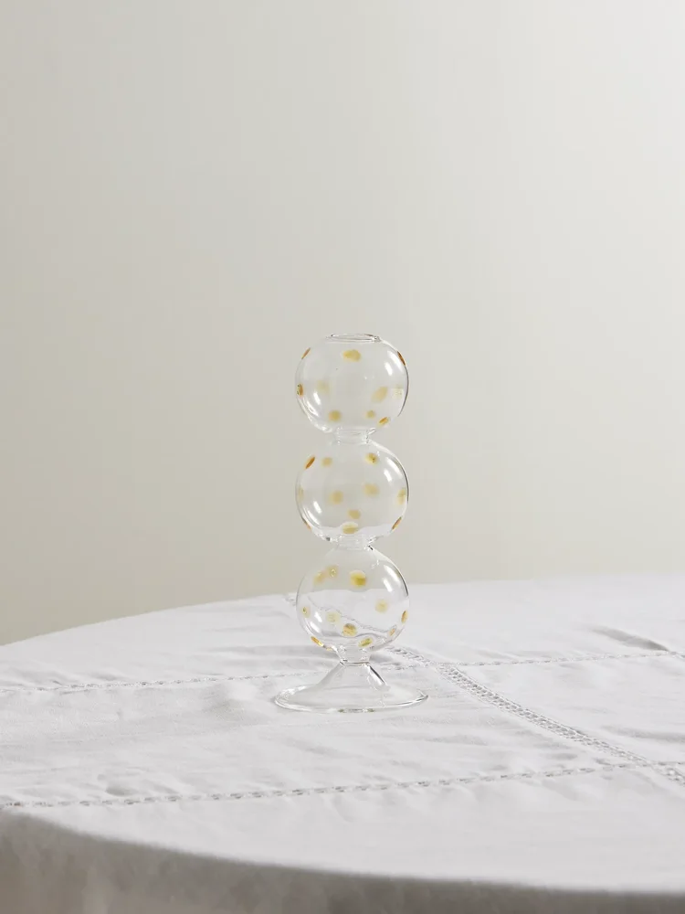 Tall glass candleholder