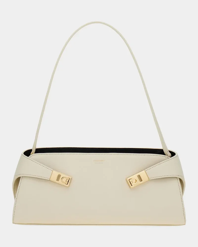 East-West Hug Leather Shoulder Bag