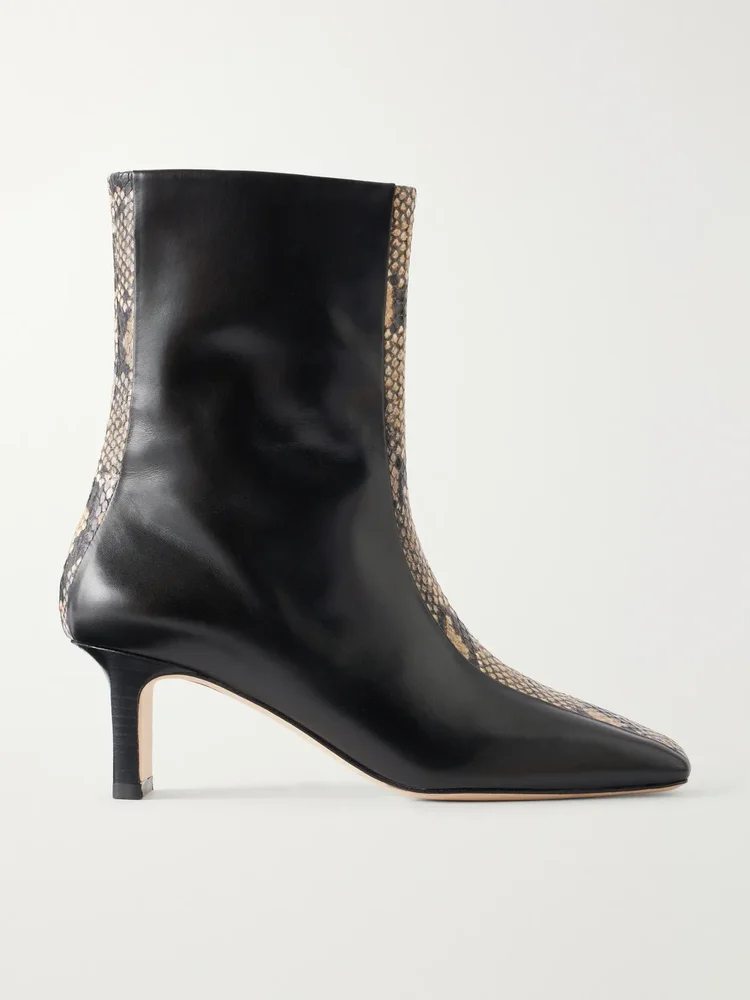 Billie Stripe 55 snake-effect trimmed leather ankle boots