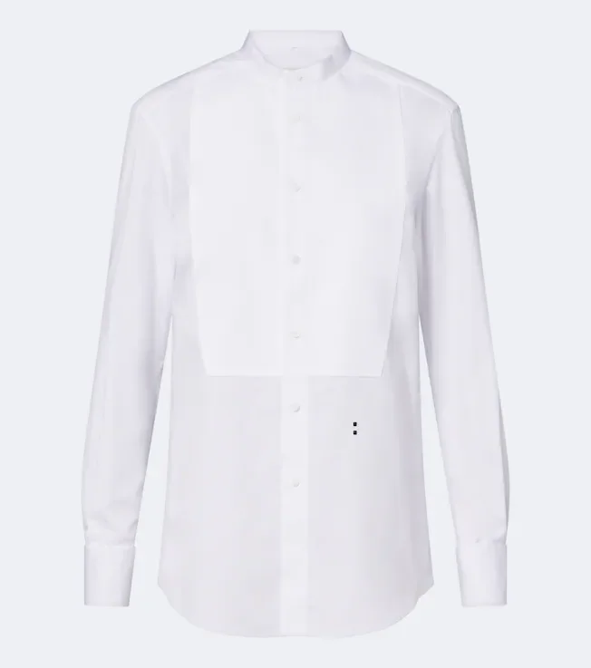Piqué-trimmed cotton poplin shirt