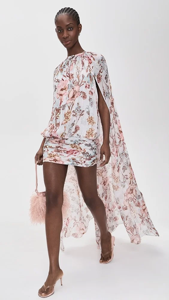 Ruched Cape Mini Dress