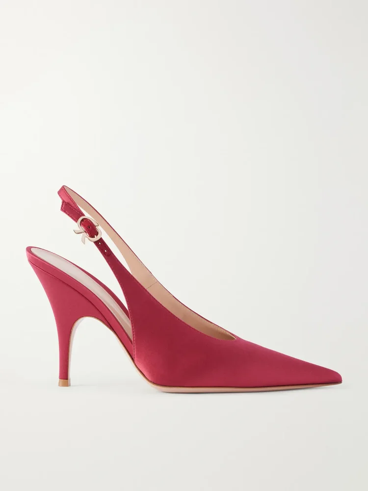 Sofia 95 logo-detailed satin slingback pumps