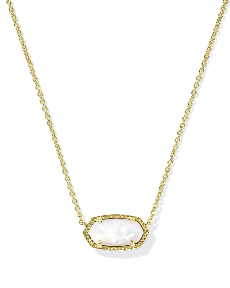 Elisa Gold Pendant Necklace in Ivory Mother-of-Pearl