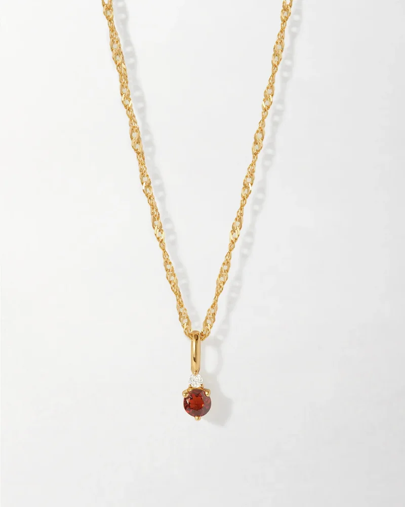 Solid Gold Garnet Birthstone Pendant