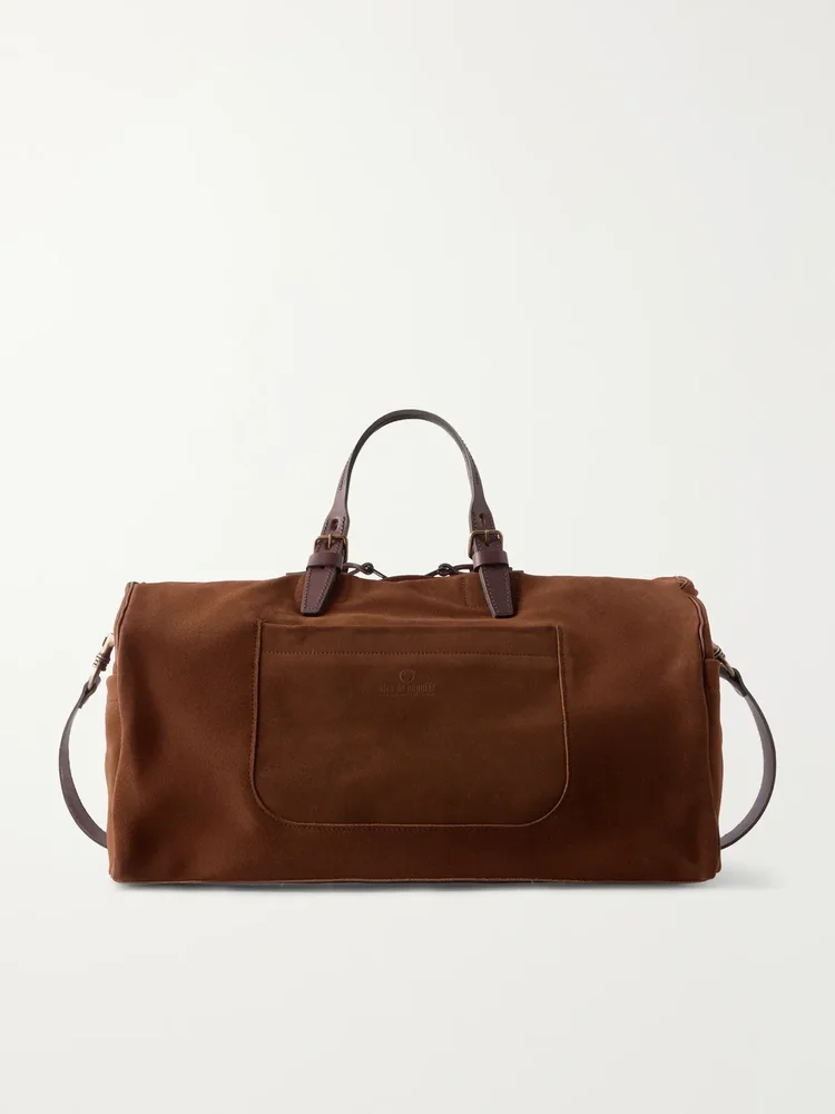Voyage Leather-Trimmed Suede Weekend Bag
