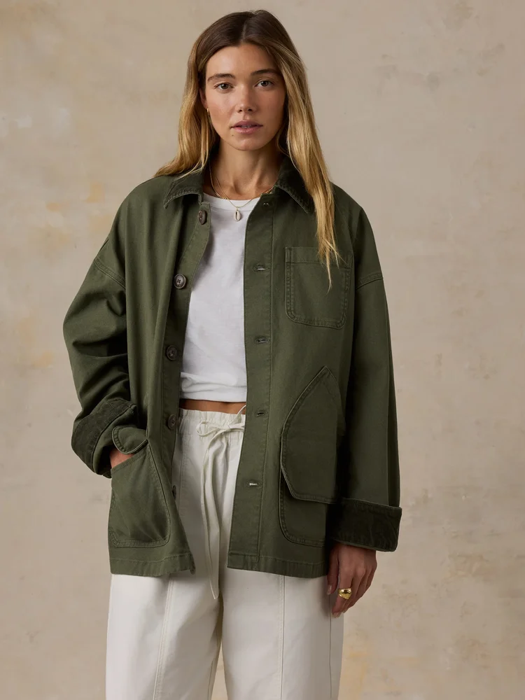 Sunwashed Canvas Barn Jacket, Olive Night