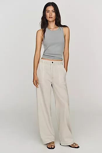 FRAME Bow Cargo High-Rise Barrel-Leg Jeans