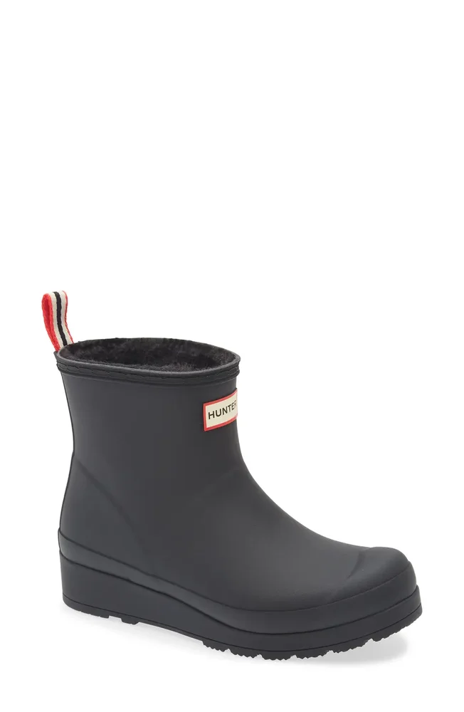 Play Short Faux Shearling Lined Waterproof Rain Boot
