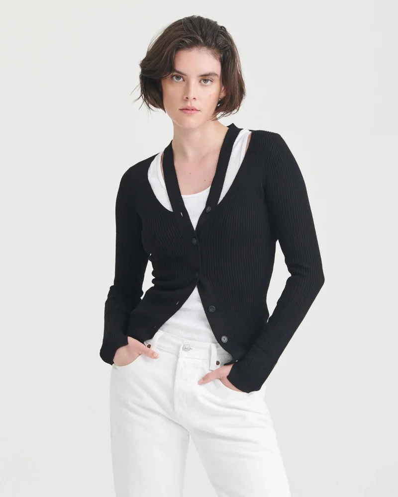 Ribbed Cut Out Cardigan