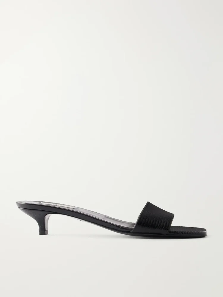 Lizard-effect leather sandals