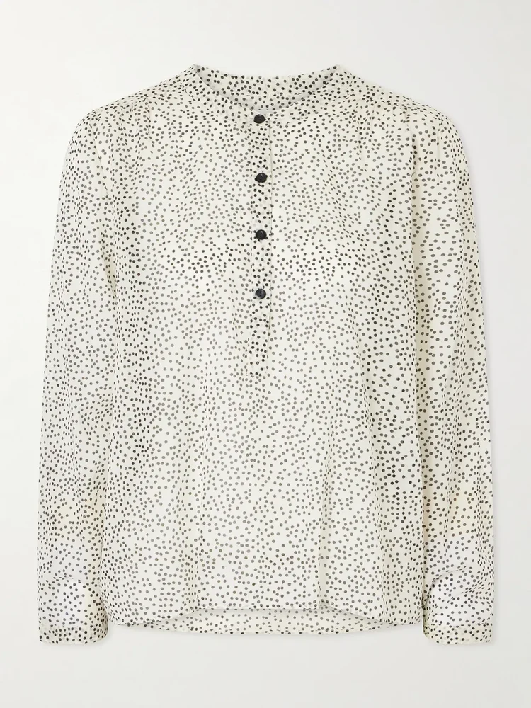 Maria polka-dot organic cotton-voile blouse