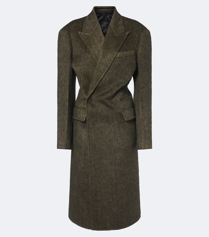 Double-breasted wool and mohair-blend coat