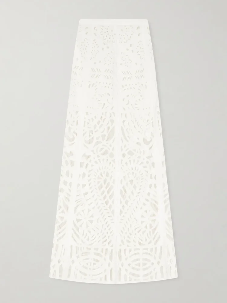 Rita Brisé embroidered cotton midi skirt