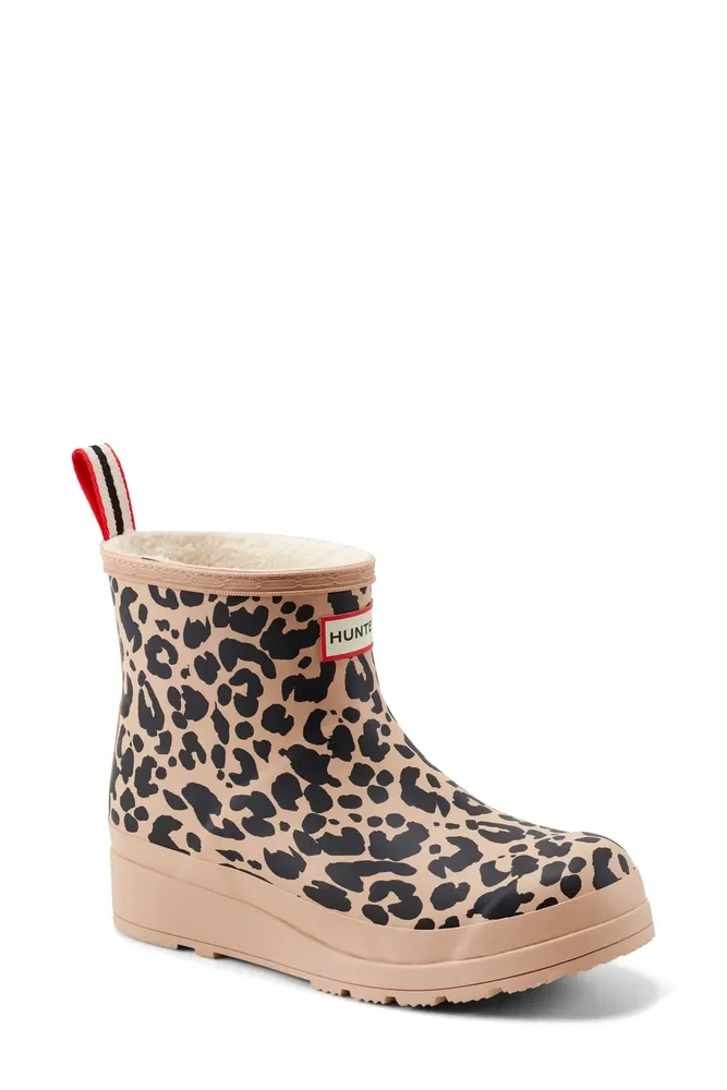 Play Short Faux Shearling Lined Waterproof Rain Boot